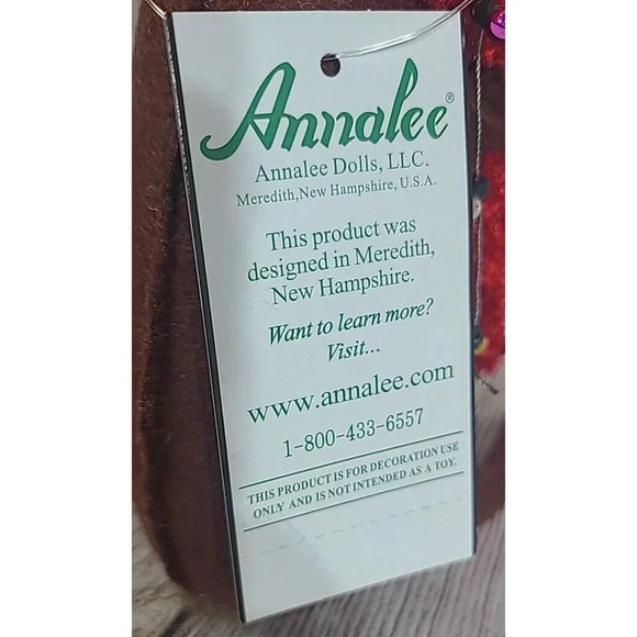 Annalee Dolls Felt Cozy Christmas Moose Reindeer Brown Red 8" 2012 New - Picture 8 of 10